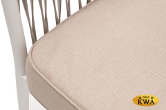 &quot;Касабланка&quot; диван 2-местный плетеный из роупа, каркас алюминий светло-серый (RAL7035) шагрень, роуп серо-коричневый 23мм, ткань Savana Ivory