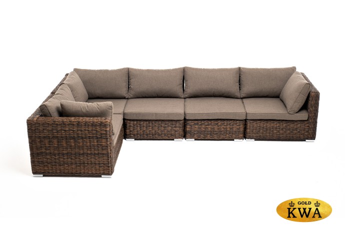 "Лунго" трансформирующийся диван из искусственного ротанга (гиацинт), цвет коричневый