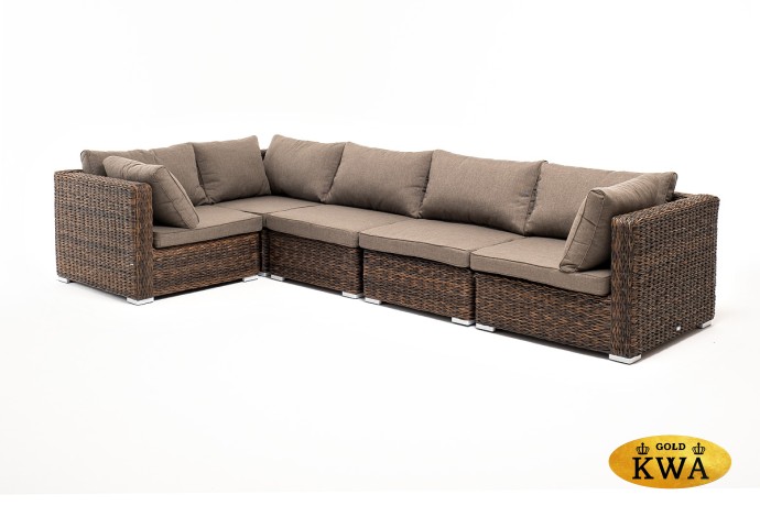 "Лунго" трансформирующийся диван из искусственного ротанга (гиацинт), цвет коричневый