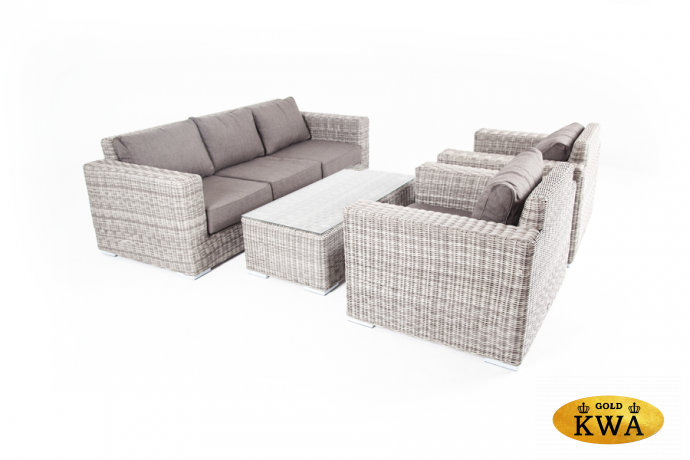 "Боно" лаунж-зона из искусственного ротанга, цвет серый