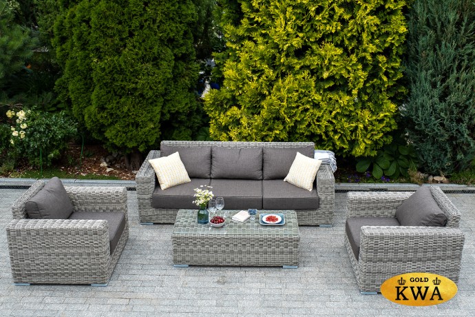 "Боно" лаунж-зона из искусственного ротанга, цвет серый