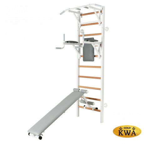 Шведская стенка комбинированная - КОМБИ - Т - БП - ДГВ (стенка + турник + брусья с подлокотниками + доска горизонтальная с валиками)