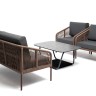 "Канны" лаунж-зона 4-местная из роупа, каркас алюминий коричневый, роуп коричневый, ткань темно-серая