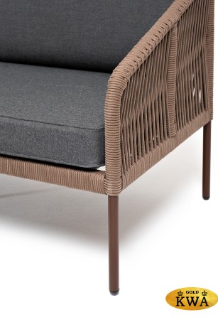 "Канны" лаунж-зона 4-местная из роупа, каркас алюминий коричневый, роуп коричневый, ткань темно-серая