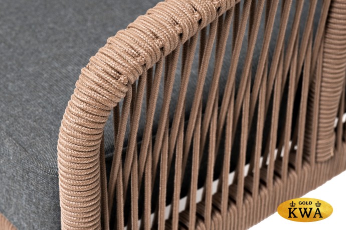 "Канны" лаунж-зона 4-местная из роупа, каркас алюминий коричневый, роуп коричневый, ткань темно-серая