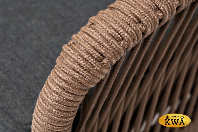 "Канны" лаунж-зона 4-местная из роупа, каркас алюминий коричневый, роуп коричневый, ткань темно-серая