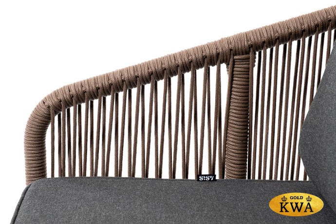 "Канны" лаунж-зона 4-местная из роупа, каркас алюминий коричневый, роуп коричневый, ткань темно-серая