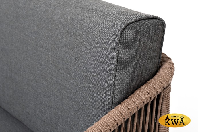 "Канны" лаунж-зона 4-местная из роупа, каркас алюминий коричневый, роуп коричневый, ткань темно-серая