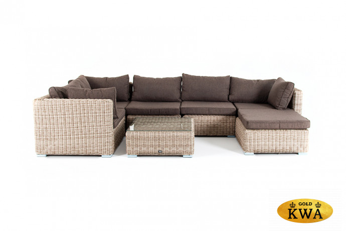 "Лунго" трансформирующаяся лаунж-зона из искусственного ротанга, цвет бежевый