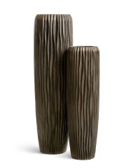 Кашпо TREEZ Effectory Metal Высокий конус Design Wave Чернёная бронза в-75 см, д-34 см