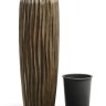 Кашпо TREEZ Effectory Metal Высокий конус Design Wave Чернёная бронза в-75 см, д-34 см
