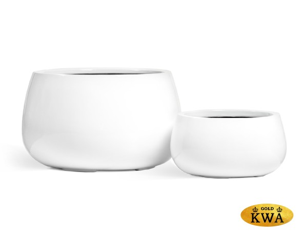 Кашпо TREEZ Effectory Gloss Низкая чаша Белый глянцевый лак в-18 см, д-34 см