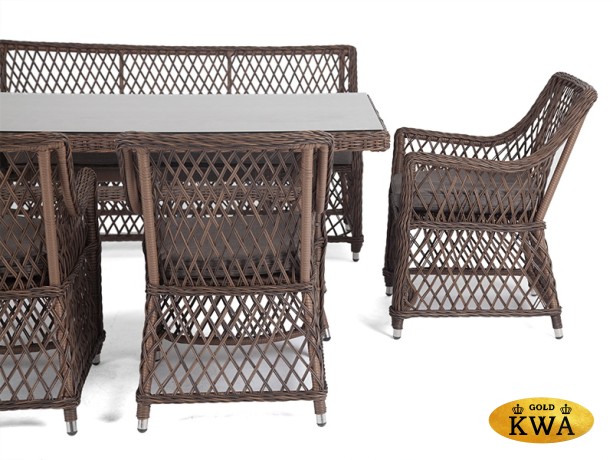 "Катания" обеденная группа плетеная на 6 персон, цвет коричневый