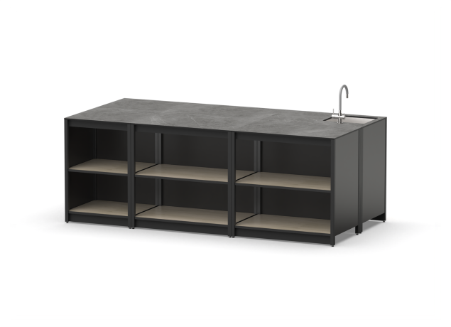 Остров кухонный уличный R-406S, 2.4 м, дуб сонома/черный мрамор