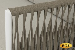 "Касабланка" левый модуль плетеный из роупа, каркас алюминий светло-серый (RAL7035) муар, роуп серо-коричневый 23мм, ткань бежевая 15052