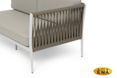 "Касабланка" левый модуль плетеный из роупа, каркас алюминий светло-серый (RAL7035) муар, роуп серо-коричневый 23мм, ткань бежевая 15052