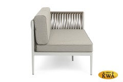 "Касабланка" левый модуль плетеный из роупа, каркас алюминий светло-серый (RAL7035) муар, роуп серо-коричневый 23мм, ткань бежевая 15052