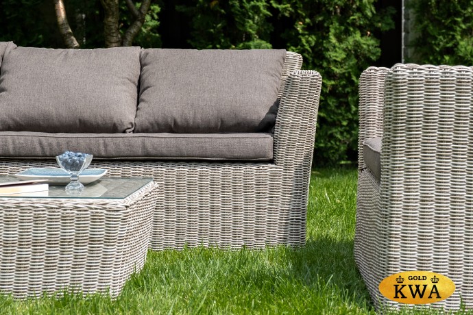 "Капучино" диван из искусственного ротанга трехместный, цвет бежевый