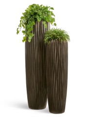 Кашпо TREEZ Effectory Metal Высокий конус Design Wave Чернёная бронза в-97 см, д-34 см