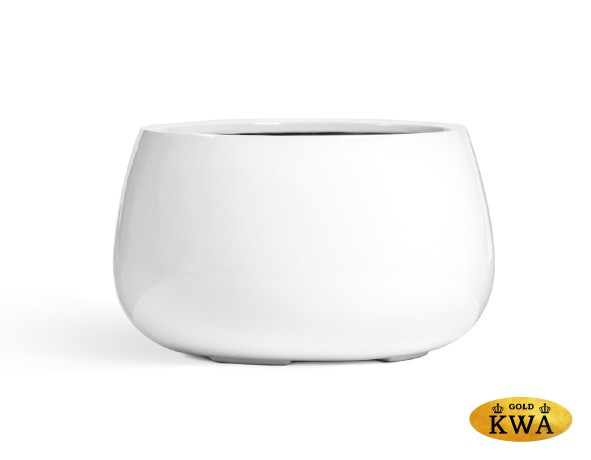 Кашпо TREEZ Effectory Gloss Низкая чаша Белый глянцевый лак в-30 см, д-49 см