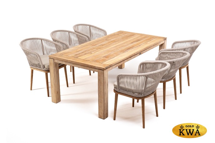 "Мадейра" обеденная группа на 6 персон, стулья "Марсель", роуп бежевый