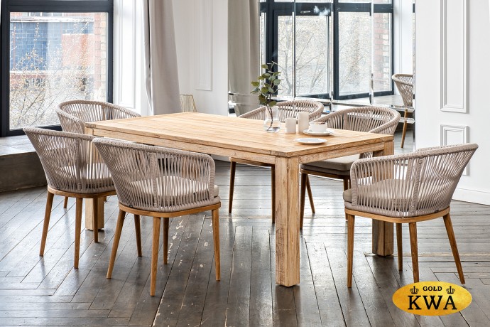 "Мадейра" обеденная группа на 6 персон, стулья "Марсель", роуп бежевый