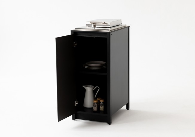 Шкаф напольный с газовой плитой Lounge D-14P, 40 см, черный/серый каспий