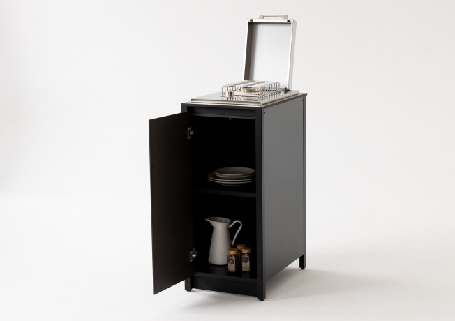 Шкаф напольный с газовой плитой Lounge D-14P, 40 см, черный/серый каспий