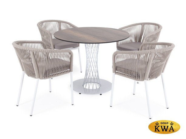 "Диего" обеденная группа на 4 персоны, круглый стол "дуб", цвет бежевый