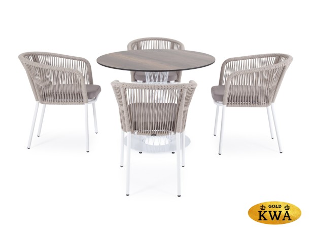 "Диего" обеденная группа на 4 персоны, круглый стол "дуб", цвет бежевый