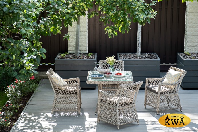 "Айриш" обеденная группа плетеная на 4 персоны, цвет бежевый