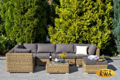 "Лунго" плетенная оттоманка с подушкой, цвет соломенный (гиацинт)