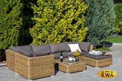 "Лунго" плетенная оттоманка с подушкой, цвет соломенный (гиацинт)