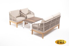 &quot;Канны&quot; лаунж-зона 4-ая из роупа со столиком &quot;Канны&quot; цвета &quot;дуб&quot;, основание дуб, роуп бежевый