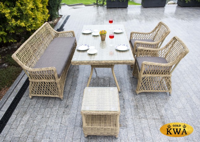 "Катания F" обеденная группа плетеная на 4 персоны, цвет соломенный