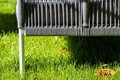 &quot;Канны&quot; диван 2-местный плетеный из роупа, каркас алюминий белый, роуп светло-серый круглый, ткань светло-серая