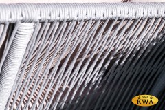 &quot;Канны&quot; диван 2-местный плетеный из роупа, каркас алюминий белый, роуп светло-серый круглый, ткань светло-серая