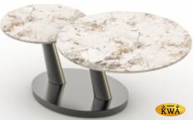 "Афон" стол интерьерный раздвижной из HPL 80-126,5х126,5см, Н450, цвет столешницы мрамор "Каррара"