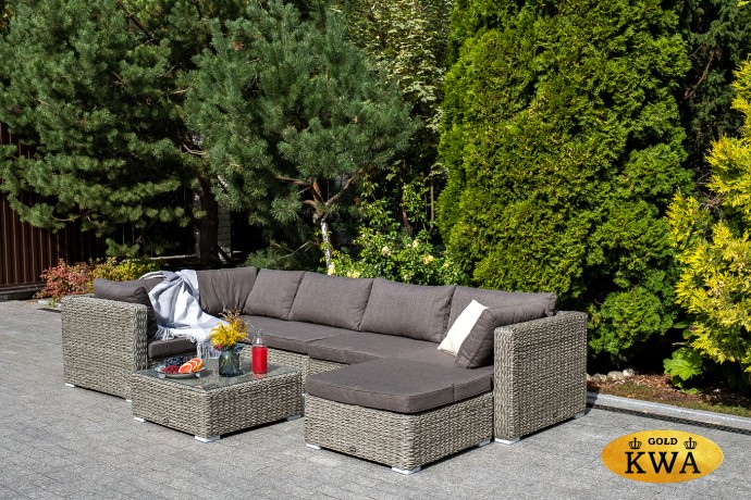 "Лунго" плетеная оттоманка с подушкой, цвет графит (гиацинт)