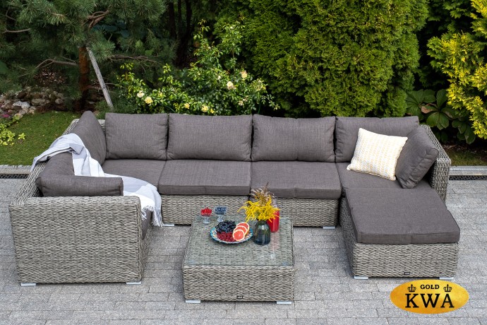 "Лунго" плетеная оттоманка с подушкой, цвет графит (гиацинт)