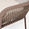 "Лион" стул плетеный из роупа, каркас из стали коричневый (RAL8016) муар, роуп коричневый круглый, ткань бежевая 035