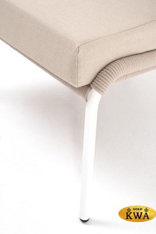 "Милан" кресло плетеное из роупа, каркас алюминий белый шагрень, роуп бежевый круглый, ткань бежевая