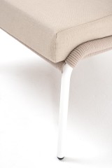 &quot;Милан&quot; кресло плетеное из роупа, каркас алюминий белый шагрень, роуп бежевый круглый, ткань бежевая