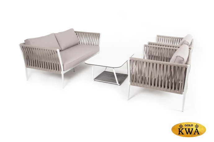 "Касабланка" лаунж-зона плетеная из роупа 4-местная, цвет серо-коричневый