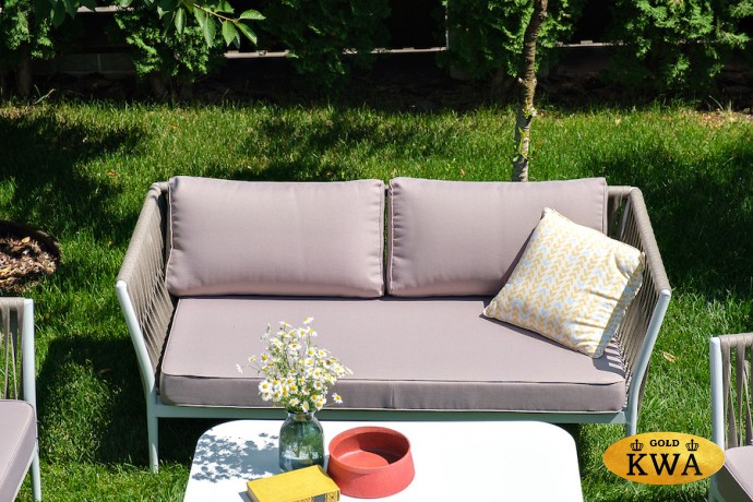 "Касабланка" лаунж-зона плетеная из роупа 4-местная, цвет серо-коричневый