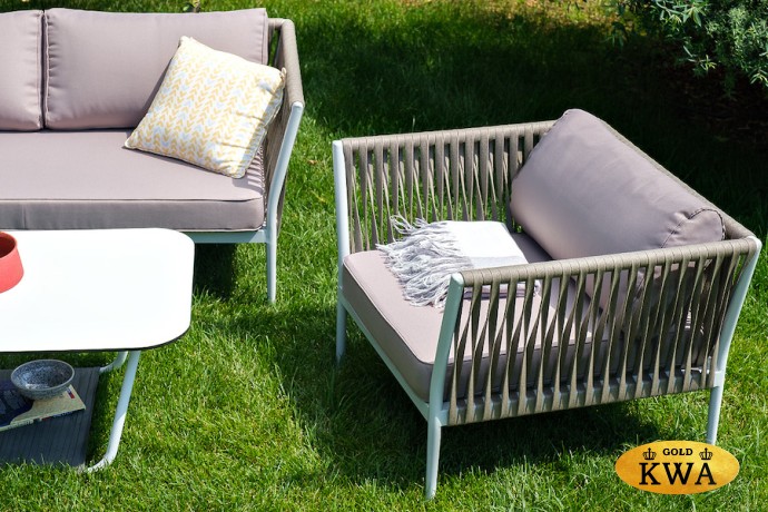 "Касабланка" лаунж-зона плетеная из роупа 4-местная, цвет серо-коричневый