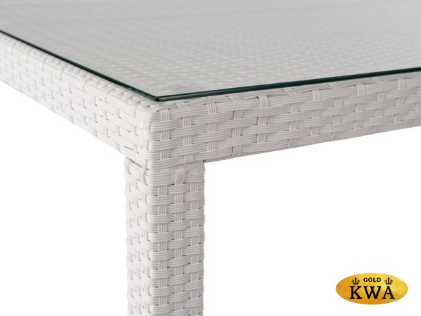 Стол садовый плетеный из искусственного ротанга MILANO 150 см белый Joygarden