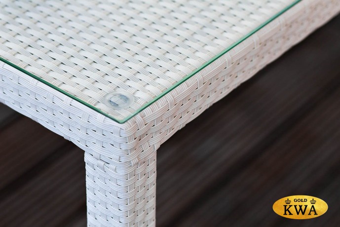 Стол садовый плетеный из искусственного ротанга MILANO 150 см белый Joygarden