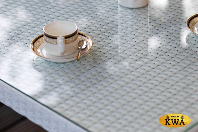 Стол садовый плетеный из искусственного ротанга MILANO 150 см белый Joygarden