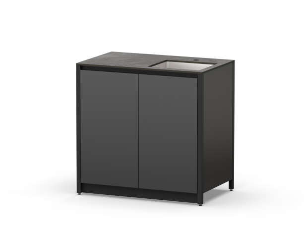 Шкаф напольный с мойкой Lounge D-04S-R, 90 см, черный/черный мрамор